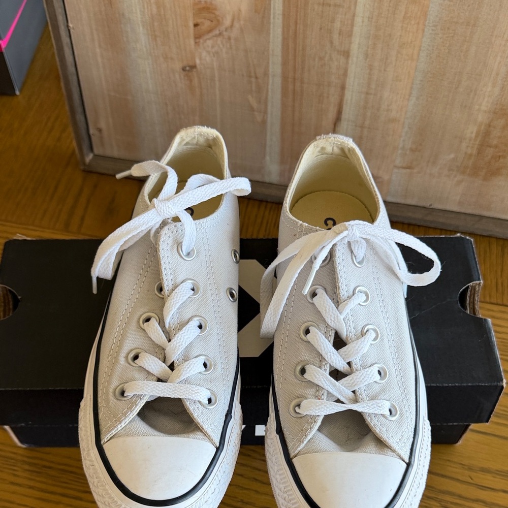 Converse White Canvas Lace-Up Sneakers